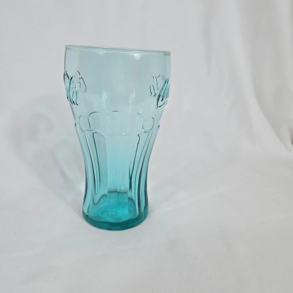Coca-Cola Aqua Blue Embossed Script 6